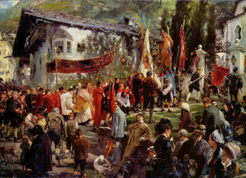 Corpus Christi Procession in Hofgastein by Adolph Menzel